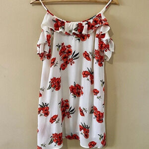Abercrombie & Fitch| Pretty Floral  Open Shoulder Orange/Ivory Breezy Dress Sz S